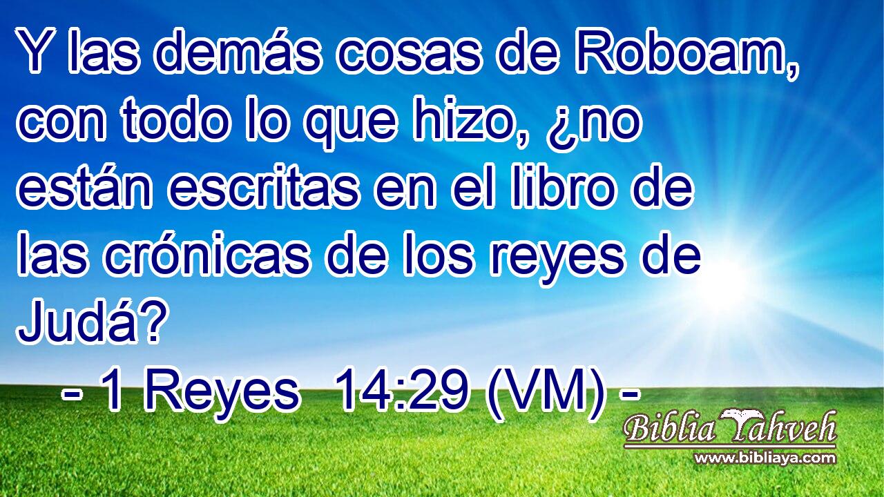  Y las demás cosas de Roboam, con todo lo que hizo, ¿no están escritas en el libro de las crónicas de los reyes de Judá? 