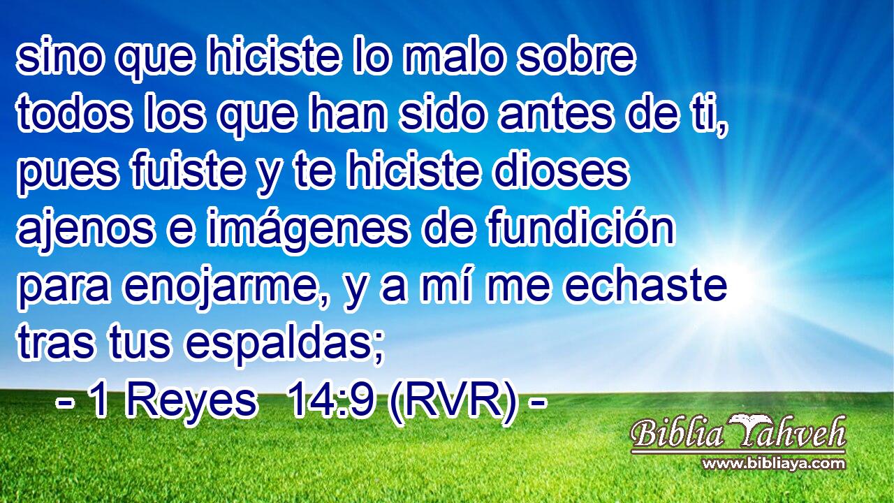sino que hiciste lo malo sobre todos los que han sido antes de ti, pues fuiste y te hiciste dioses ajenos e imágenes de fundición para enojarme, y a mí me echaste tras tus espaldas;