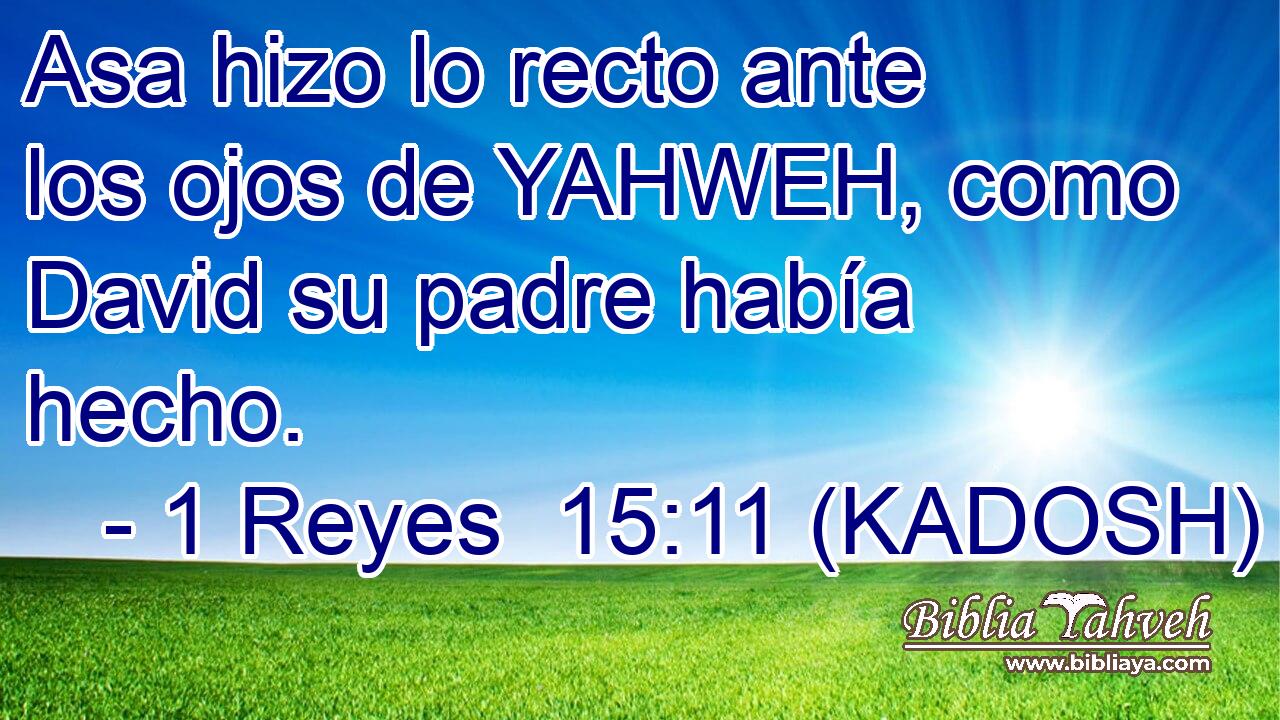  Asa hizo lo recto ante los ojos de YAHWEH, como David su padre había hecho. 