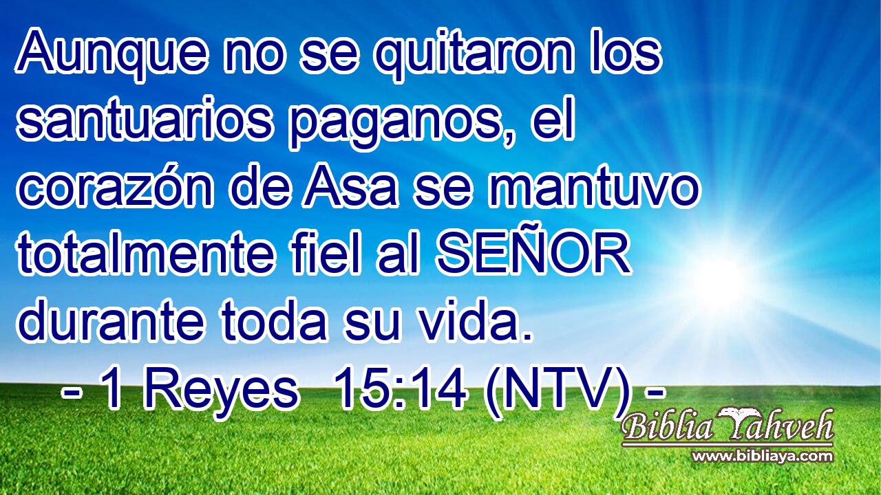 Aunque no se quitaron los santuarios paganos, el corazón de Asa se mantuvo totalmente fiel al SEÑOR durante toda su vida.