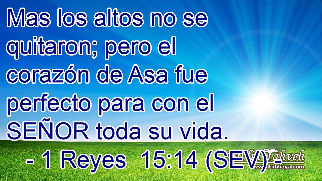 Mas los altos no se quitaron; pero el corazón de Asa fue perfecto para con el SEÑOR toda su vida.