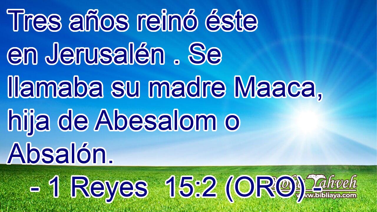  Tres años reinó éste en Jerusalén . Se llamaba su madre Maaca, hija de Abesalom o Absalón. 