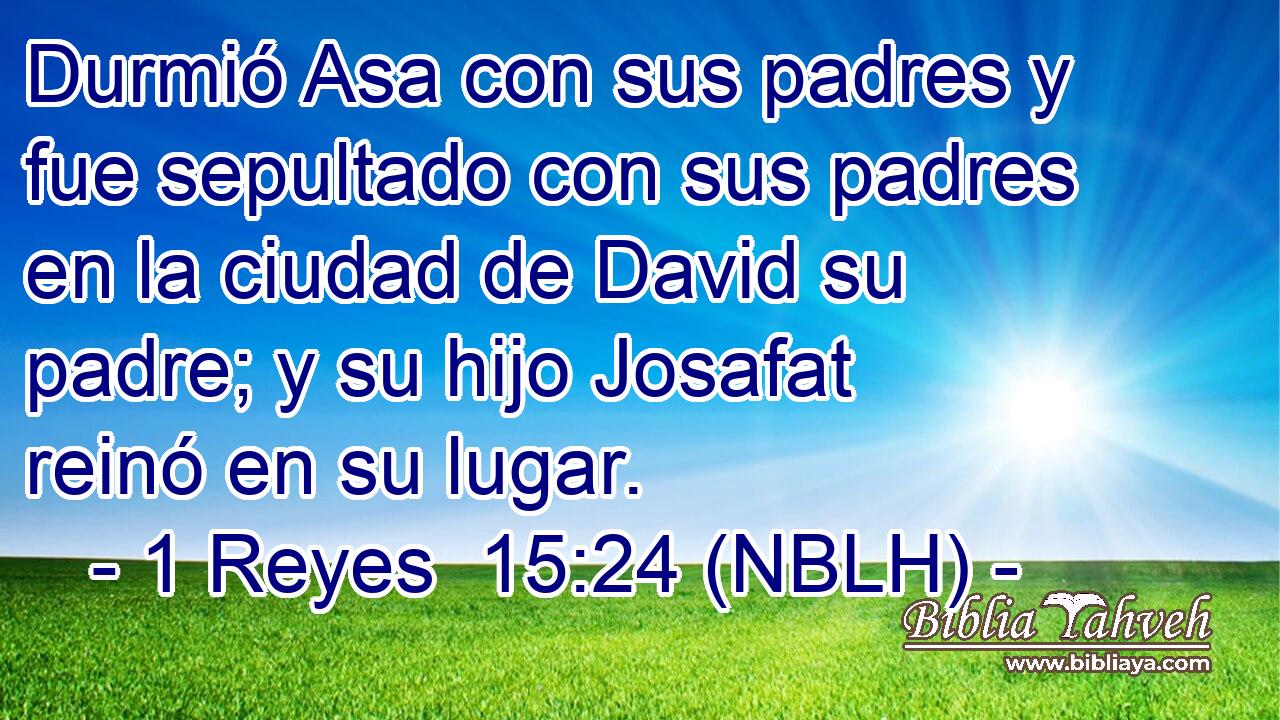  Durmió Asa con sus padres y fue sepultado con sus padres en la ciudad de David su padre; y su hijo Josafat reinó en su lugar. 