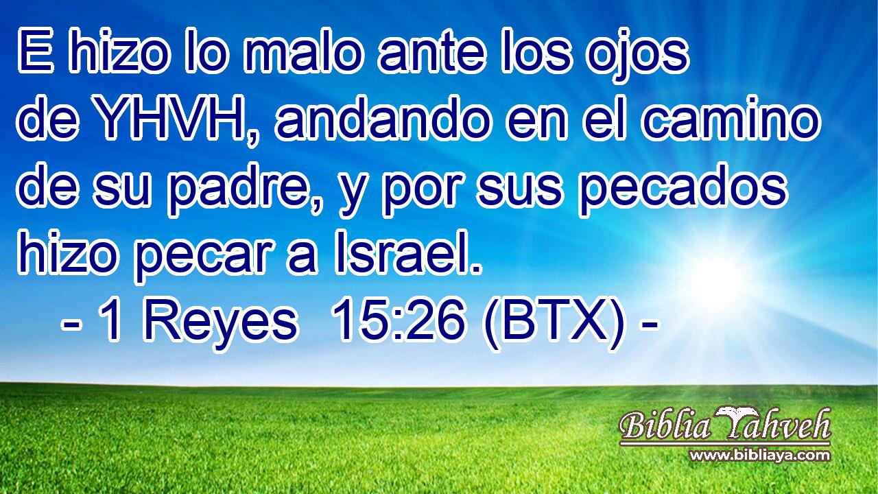 E hizo lo malo ante los ojos de YHVH, andando en el camino de su padre, y por sus pecados hizo pecar a Israel.