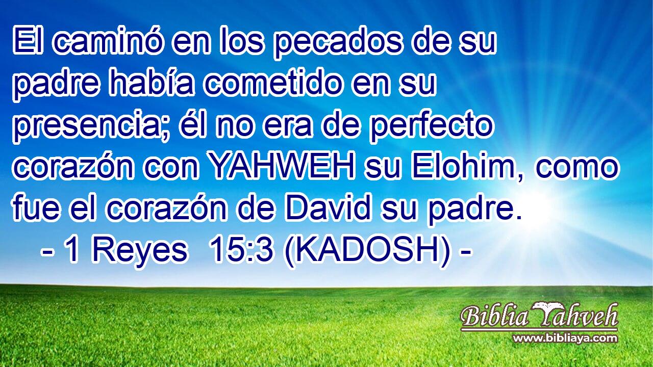  El caminó en los pecados de su padre había cometido en su presencia; él no era de perfecto corazón con YAHWEH su Elohim, como fue el corazón de David su padre. 