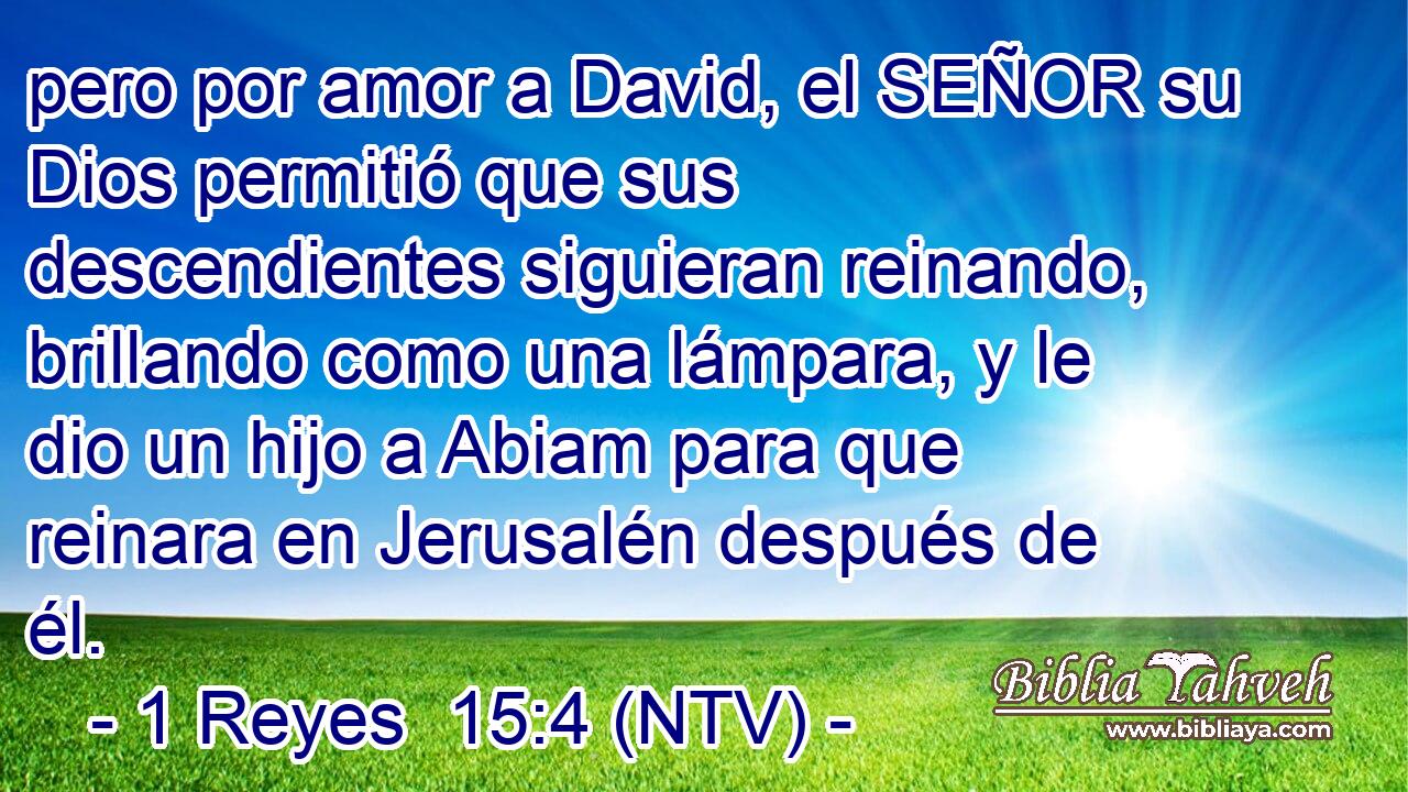 pero por amor a David, el SEÑOR su Dios permitió que sus descendientes siguieran reinando, brillando como una lámpara, y le dio un hijo a Abiam para que reinara en Jerusalén después de él.