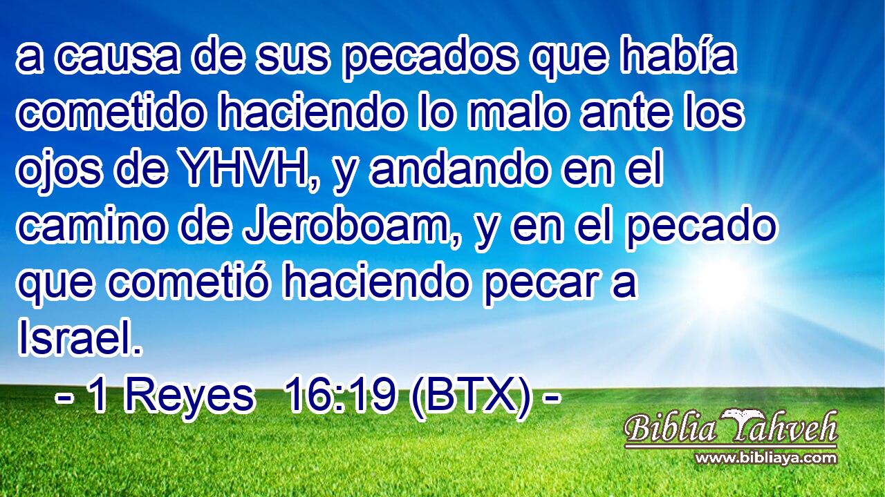 a causa de sus pecados que había cometido haciendo lo malo ante los ojos de YHVH, y andando en el camino de Jeroboam, y en el pecado que cometió haciendo pecar a Israel.