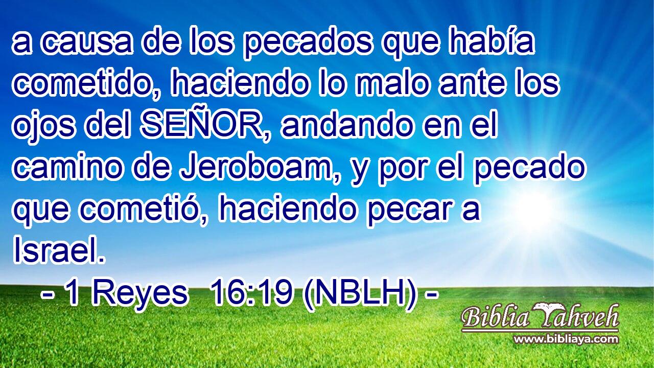  a causa de los pecados que había cometido, haciendo lo malo ante los ojos del SEÑOR, andando en el camino de Jeroboam, y por el pecado que cometió, haciendo pecar a Israel. 