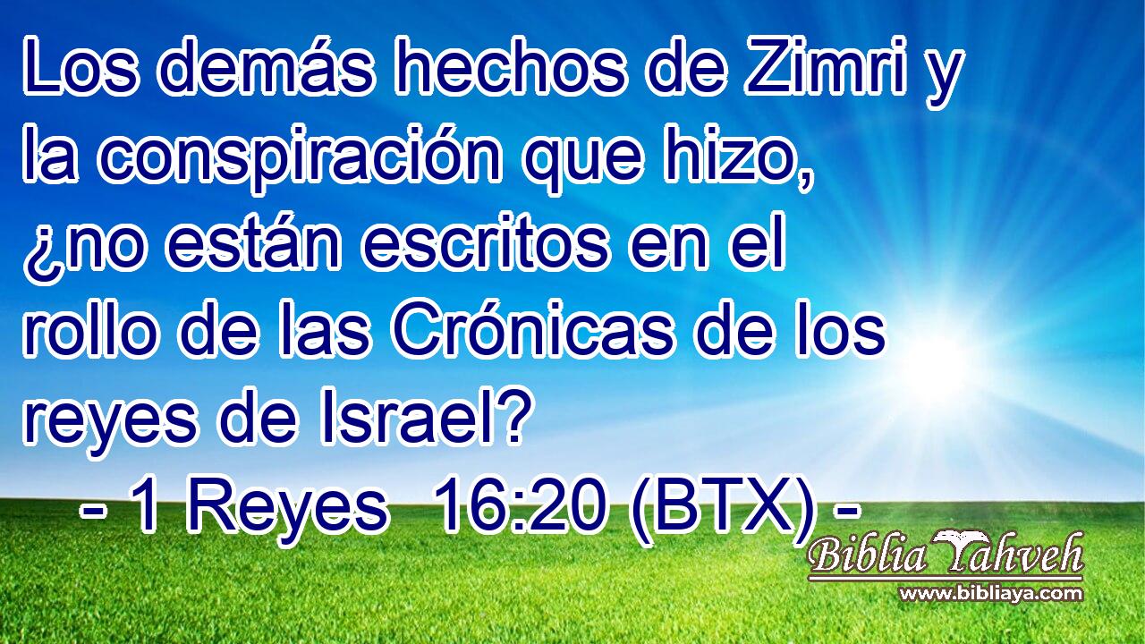 Los demás hechos de Zimri y la conspiración que hizo, ¿no están escritos en el rollo de las Crónicas de los reyes de Israel?