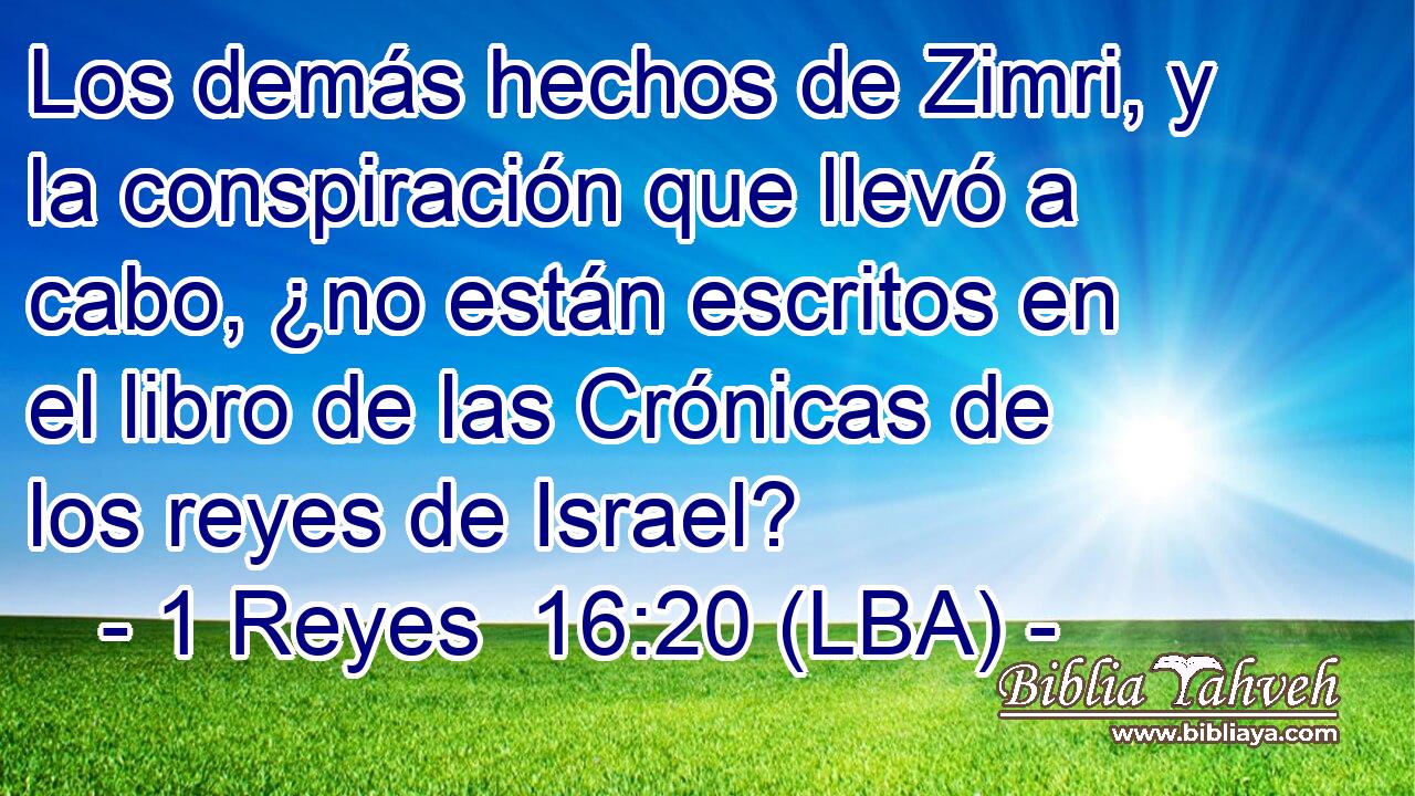 Los demás hechos de Zimri, y la conspiración que llevó a cabo, ¿no están escritos en el libro de las Crónicas de los reyes de Israel?