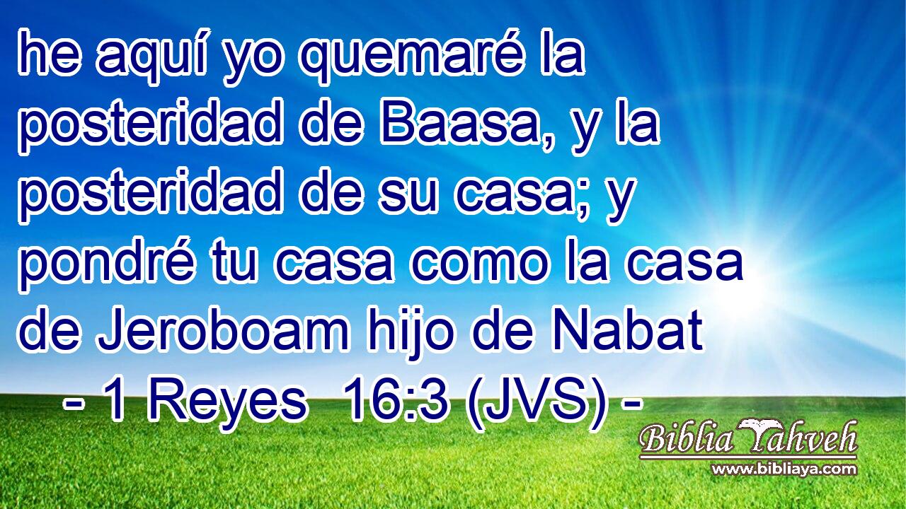 he aquí yo quemaré la posteridad de Baasa, y la posteridad de su casa; y pondré tu casa como la casa de Jeroboam hijo de Nabat