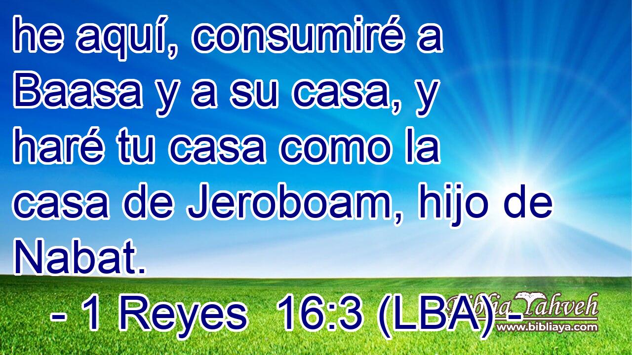 he aquí, consumiré a Baasa y a su casa, y haré tu casa como la casa de Jeroboam, hijo de Nabat.