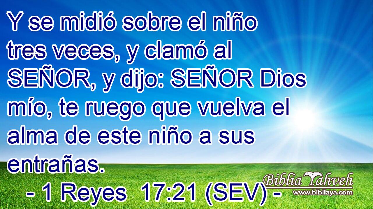 Y se midió sobre el niño tres veces, y clamó al SEÑOR, y dijo: SEÑOR Dios mío, te ruego que vuelva el alma de este niño a sus entrañas.