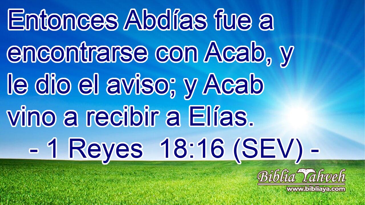 Entonces Abdías fue a encontrarse con Acab, y le dio el aviso; y Acab vino a recibir a Elías.