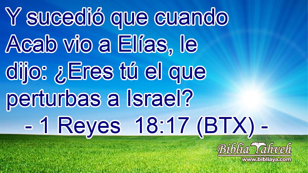Y sucedió que cuando Acab vio a Elías, le dijo: ¿Eres tú el que perturbas a Israel?