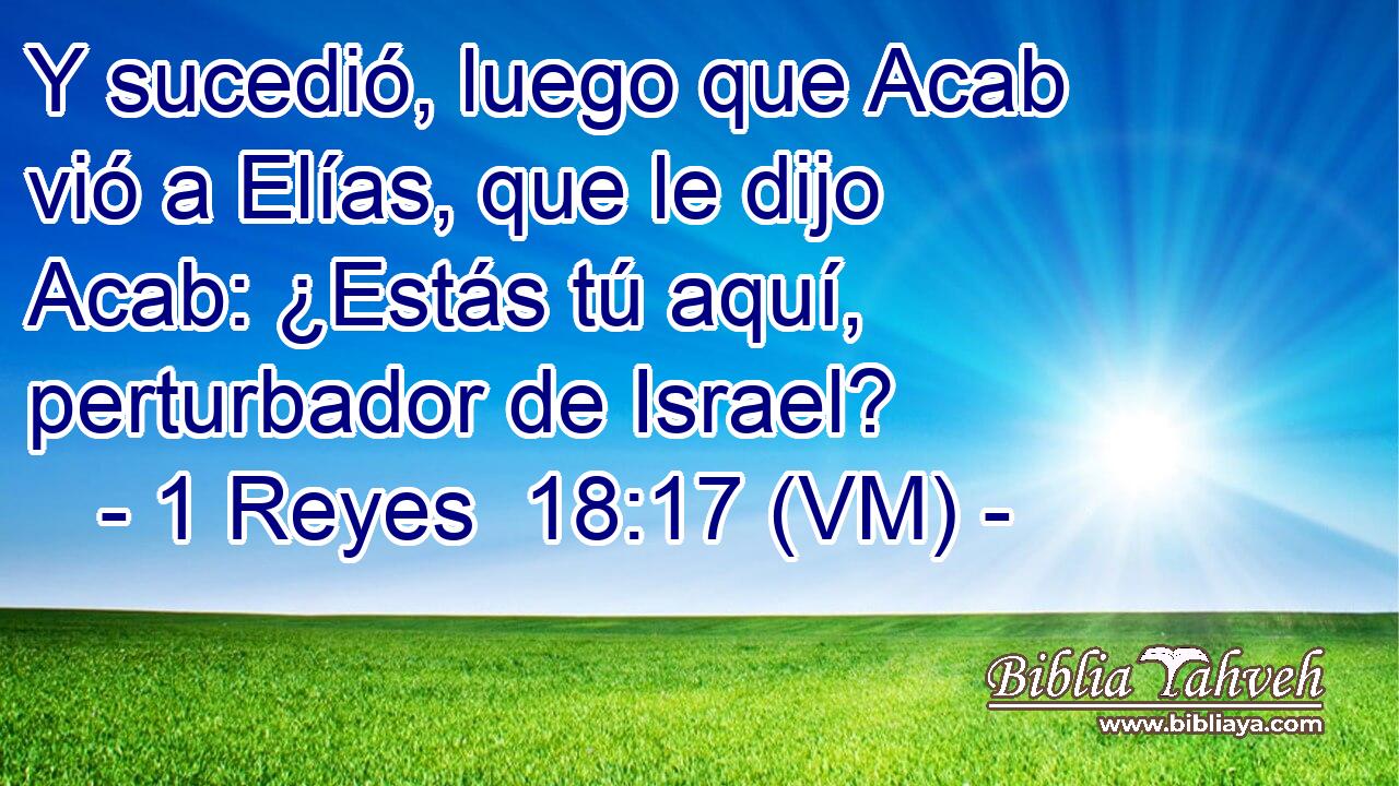  Y sucedió, luego que Acab vió a Elías, que le dijo Acab: ¿Estás tú aquí, perturbador de Israel? 