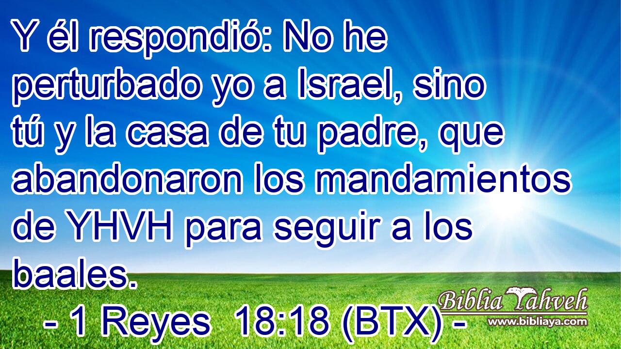 Y él respondió: No he perturbado yo a Israel, sino tú y la casa de tu padre, que abandonaron los mandamientos de YHVH para seguir a los baales.
