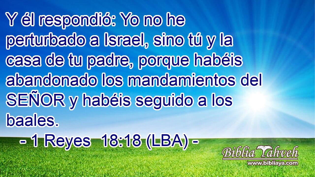 Y él respondió: Yo no he perturbado a Israel, sino tú y la casa de tu padre, porque habéis abandonado los mandamientos del SEÑOR y habéis seguido a los baales.