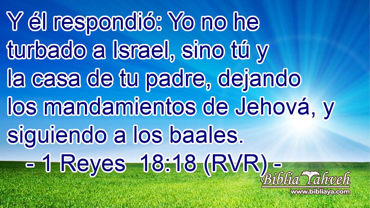 Y él respondió: Yo no he turbado a Israel, sino tú y la casa de tu padre, dejando los mandamientos de Jehová, y siguiendo a los baales.