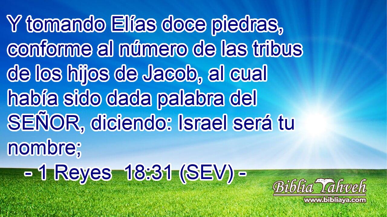 Y tomando Elías doce piedras, conforme al número de las tribus de los hijos de Jacob, al cual había sido dada palabra del SEÑOR, diciendo: Israel será tu nombre;