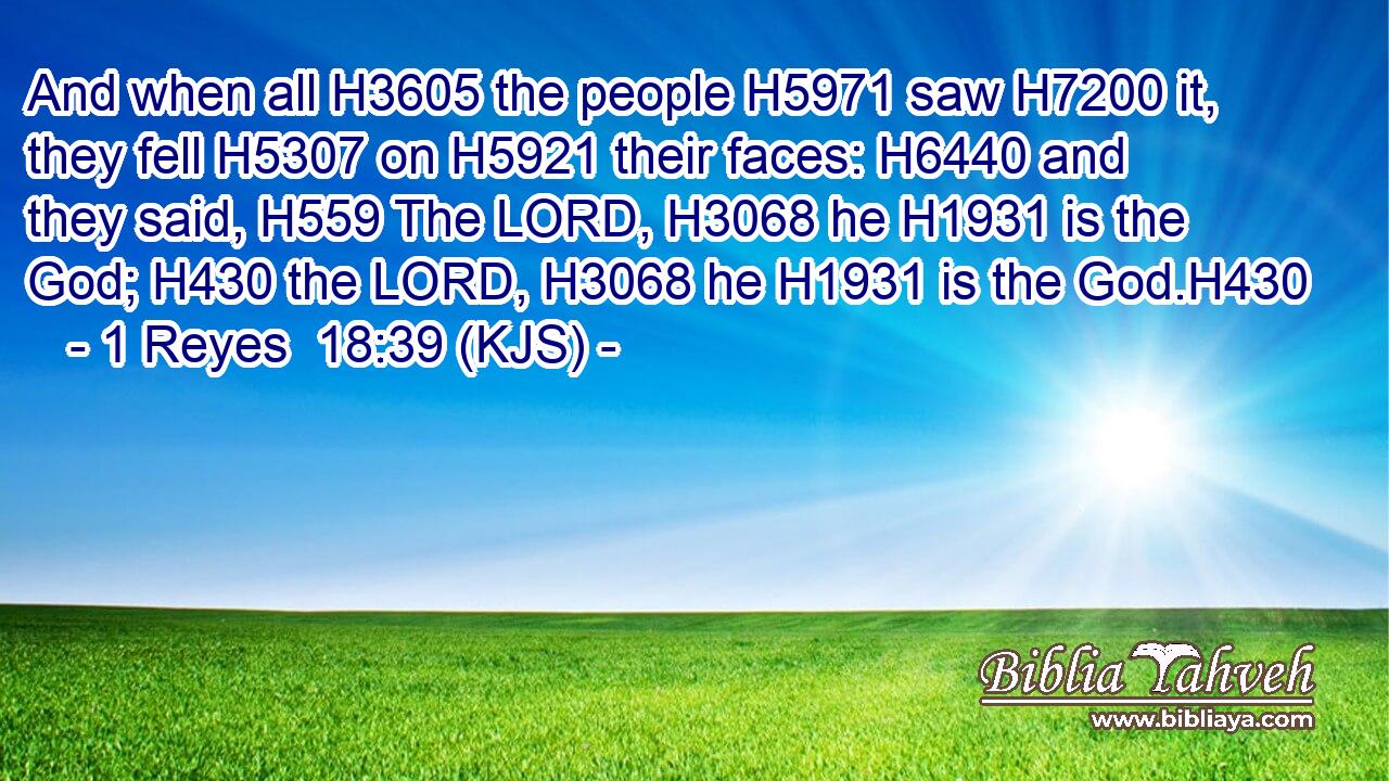 And when all H3605 the people H5971 saw H7200 it, they fell H5307 on H5921 their faces: H6440 and they said, H559 The LORD, H3068 he H1931 is the God; H430 the LORD, H3068 he H1931 is the God.H430