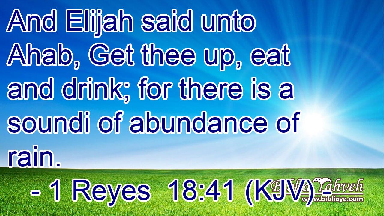 And Elijah said unto Ahab, Get thee up, eat and drink; for there is a soundi of abundance of rain.