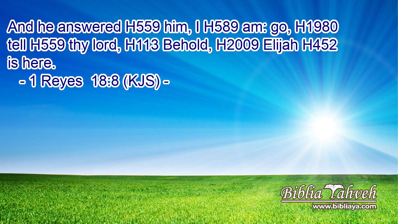 And he answered H559 him, I H589 am: go, H1980 tell H559 thy lord, H113 Behold, H2009 Elijah H452 is here.
