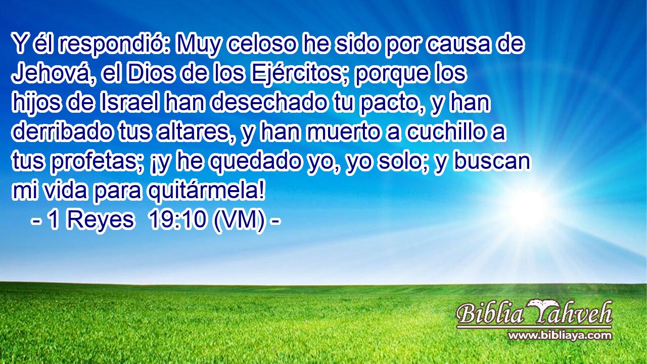  Y él respondió: Muy celoso he sido por causa de Jehová, el Dios de los Ejércitos; porque los hijos de Israel han desechado tu pacto, y han derribado tus altares, y han muerto a cuchillo a tus profetas; ¡y he quedado yo, yo solo; y buscan mi vida para quitármela! 