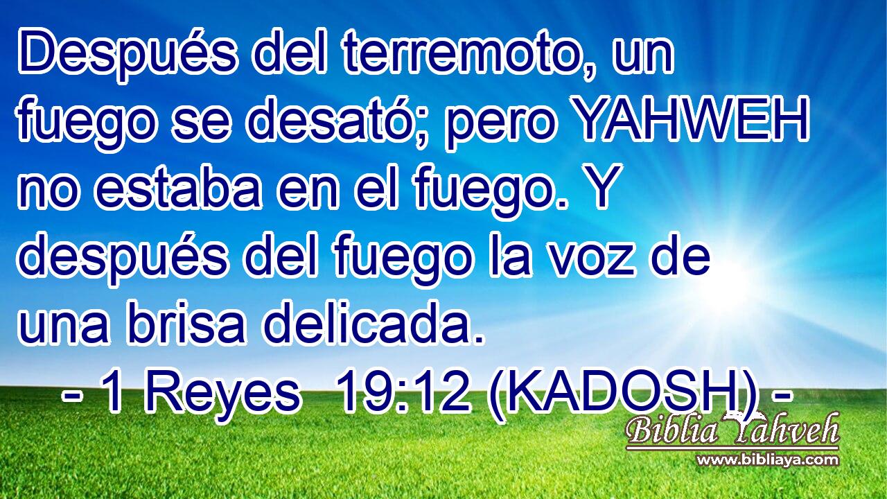  Después del terremoto, un fuego se desató; pero YAHWEH no estaba en el fuego. Y después del fuego la voz de una brisa delicada. 