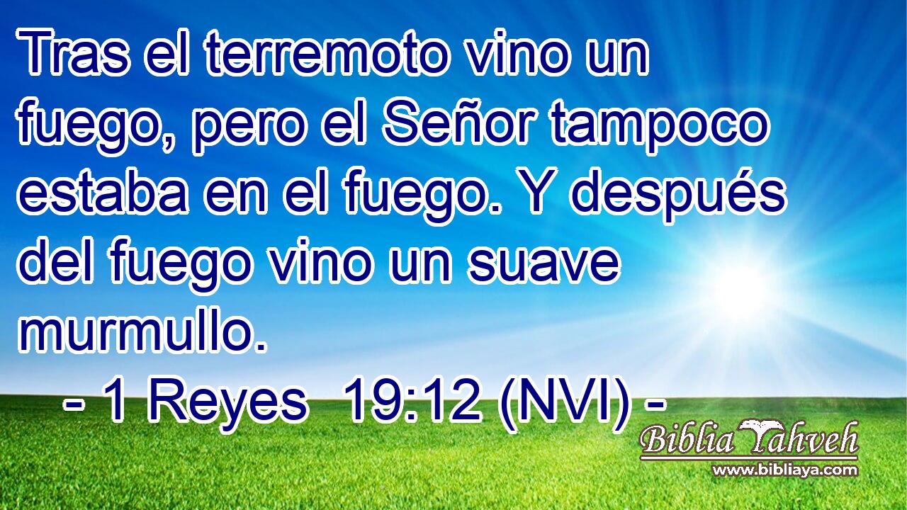  Tras el terremoto vino un fuego, pero el Señor tampoco estaba en el fuego. Y después del fuego vino un suave murmullo. 