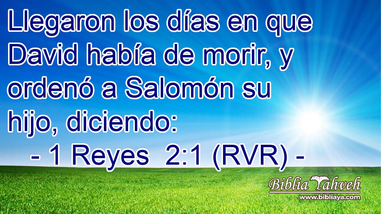 Llegaron los días en que David había de morir, y ordenó a Salomón su hijo, diciendo: