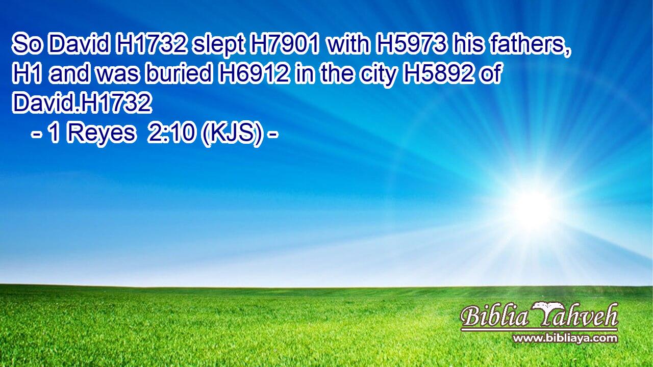 So David H1732 slept H7901 with H5973 his fathers, H1 and was buried H6912 in the city H5892 of David.H1732