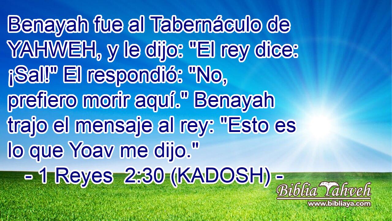  Benayah fue al Tabernáculo de YAHWEH, y le dijo: 