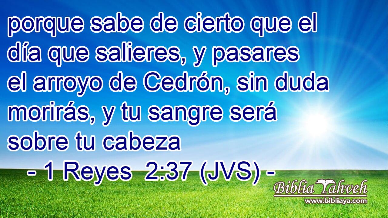 porque sabe de cierto que el día que salieres, y pasares el arroyo de Cedrón, sin duda morirás, y tu sangre será sobre tu cabeza