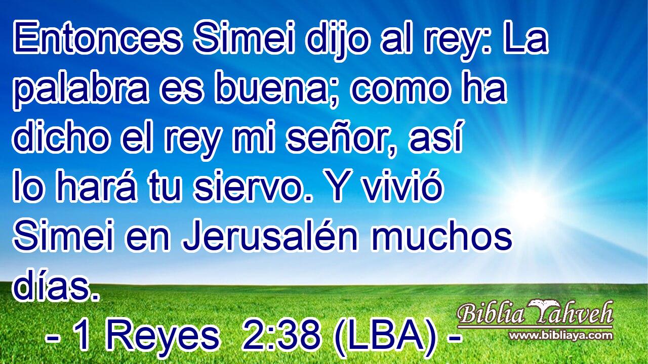 Entonces Simei dijo al rey: La palabra es buena; como ha dicho el rey mi señor, así lo hará tu siervo. Y vivió Simei en Jerusalén muchos días.