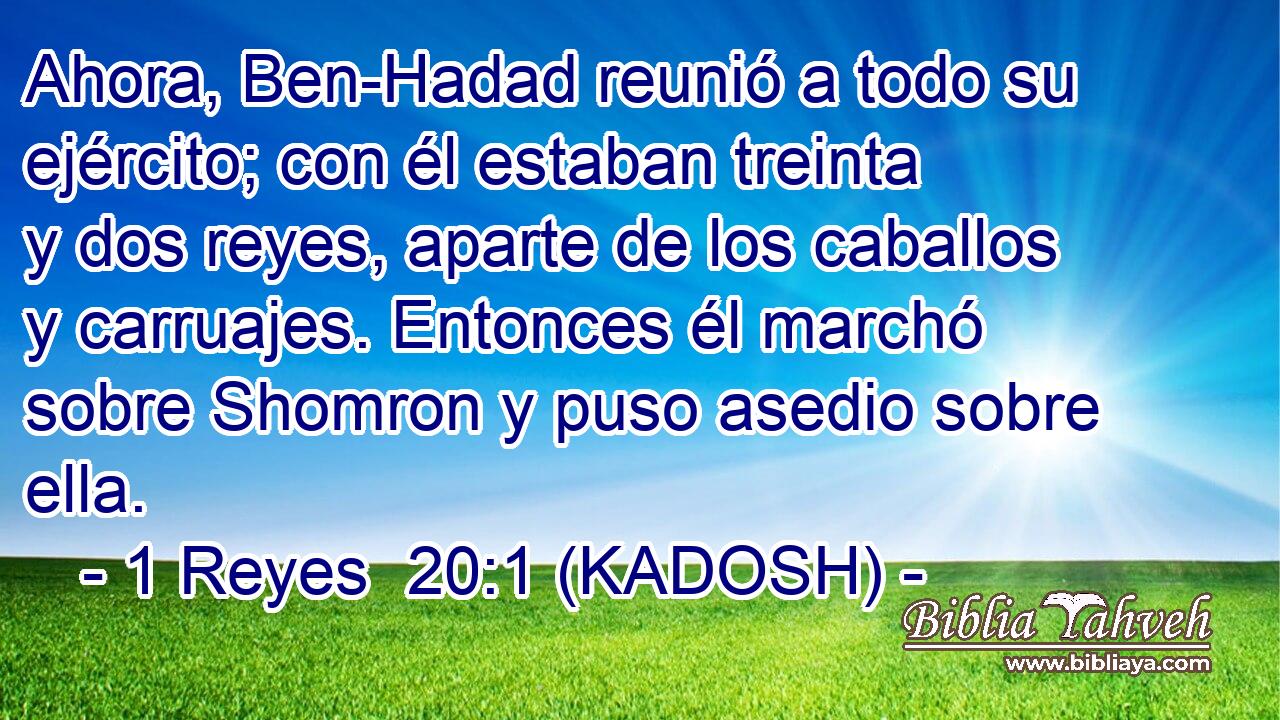  Ahora, Ben-Hadad reunió a todo su ejército; con él estaban treinta y dos reyes, aparte de los caballos y carruajes. Entonces él marchó sobre Shomron y puso asedio sobre ella. 