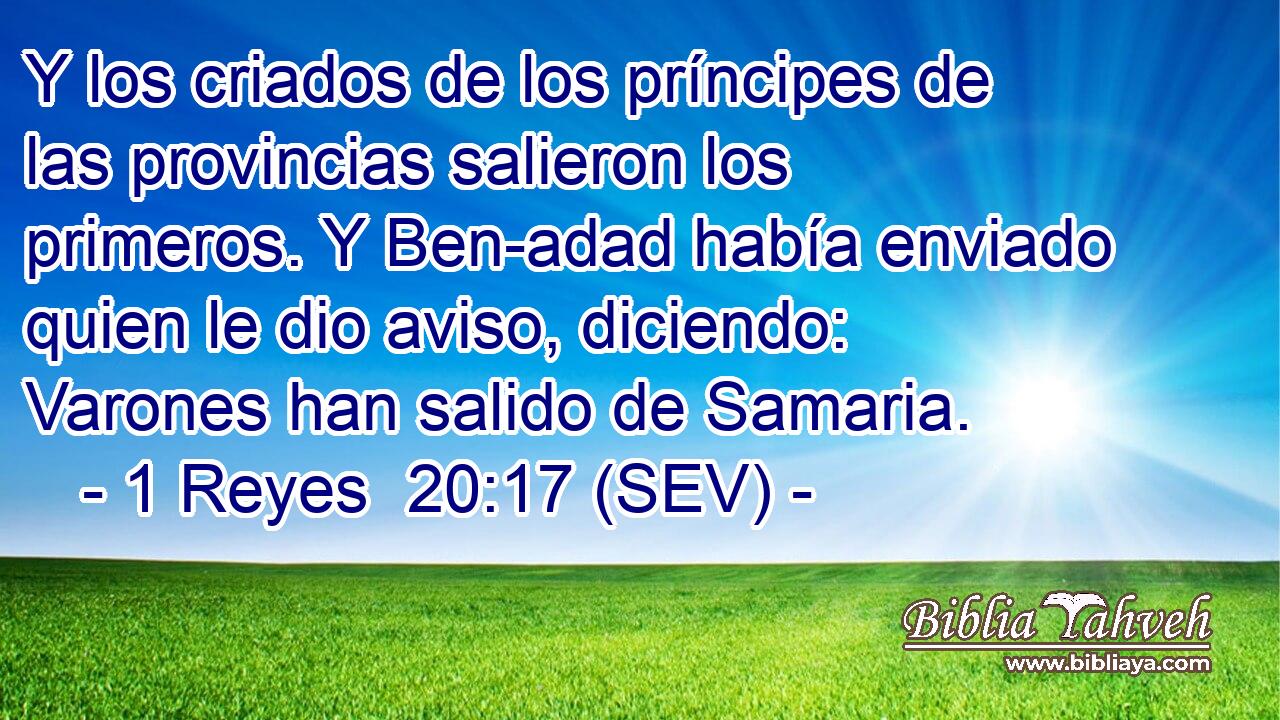 Y los criados de los príncipes de las provincias salieron los primeros. Y Ben-adad había enviado quien le dio aviso, diciendo: Varones han salido de Samaria.