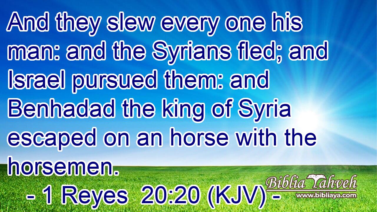 And they slew every one his man: and the Syrians fled; and Israel pursued them: and Benhadad the king of Syria escaped on an horse with the horsemen.
