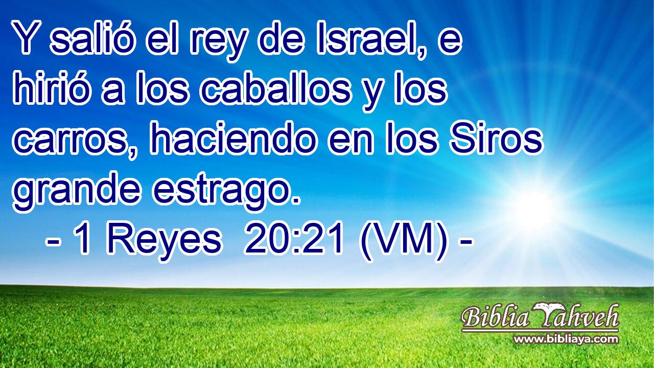  Y salió el rey de Israel, e hirió a los caballos y los carros, haciendo en los Siros grande estrago. 
