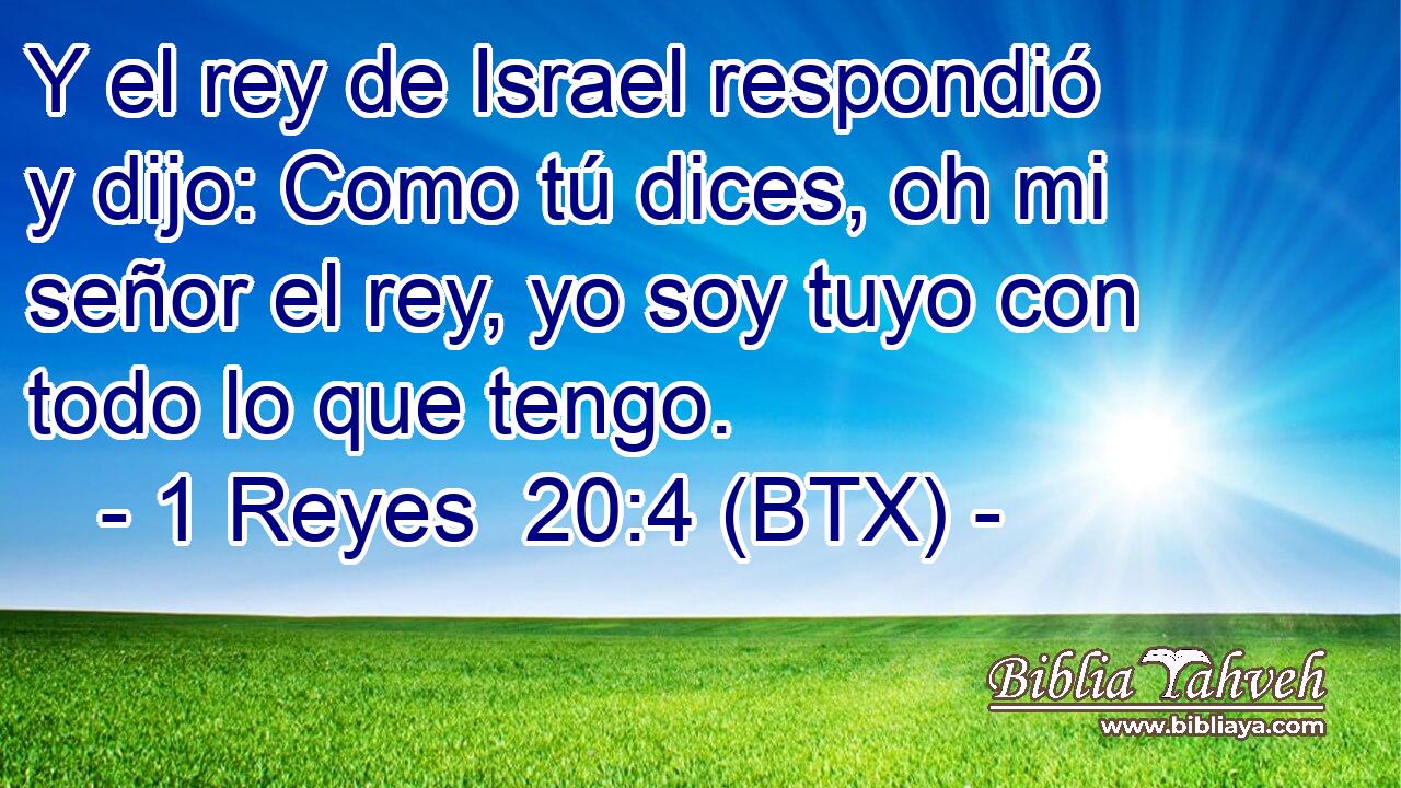 Y el rey de Israel respondió y dijo: Como tú dices, oh mi señor el rey, yo soy tuyo con todo lo que tengo.