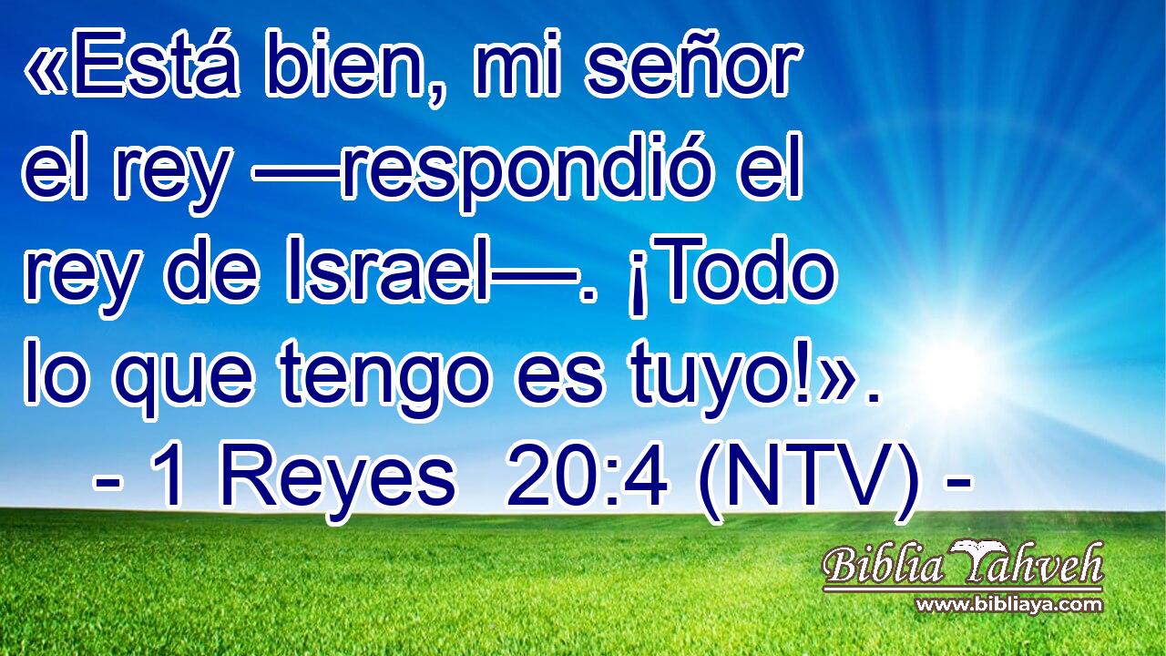 «Está bien, mi señor el rey —respondió el rey de Israel—. ¡Todo lo que tengo es tuyo!».
