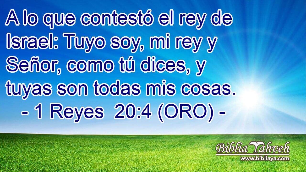  A lo que contestó el rey de Israel: Tuyo soy, mi rey y Señor, como tú dices, y tuyas son todas mis cosas. 