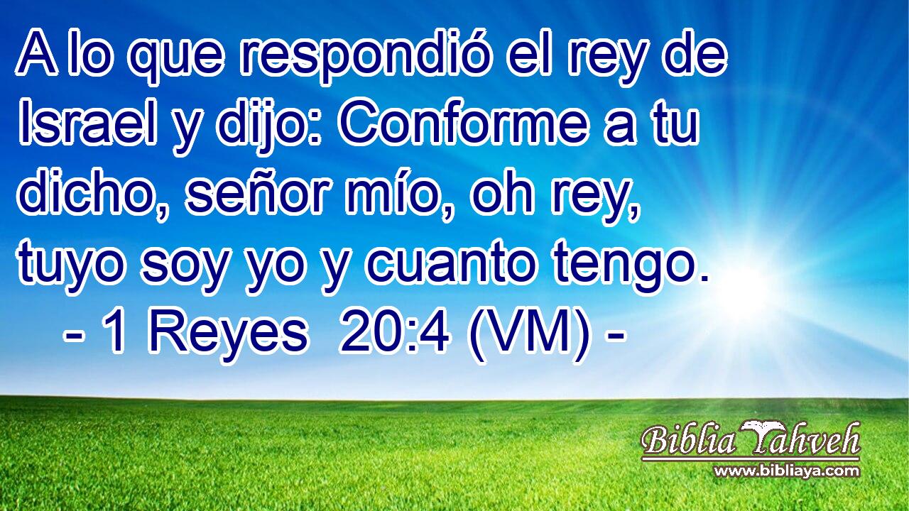  A lo que respondió el rey de Israel y dijo: Conforme a tu dicho, señor mío, oh rey, tuyo soy yo y cuanto tengo. 