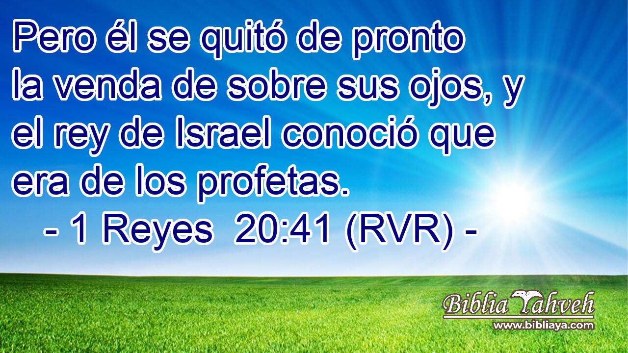 Pero él se quitó de pronto la venda de sobre sus ojos, y el rey de Israel conoció que era de los profetas.