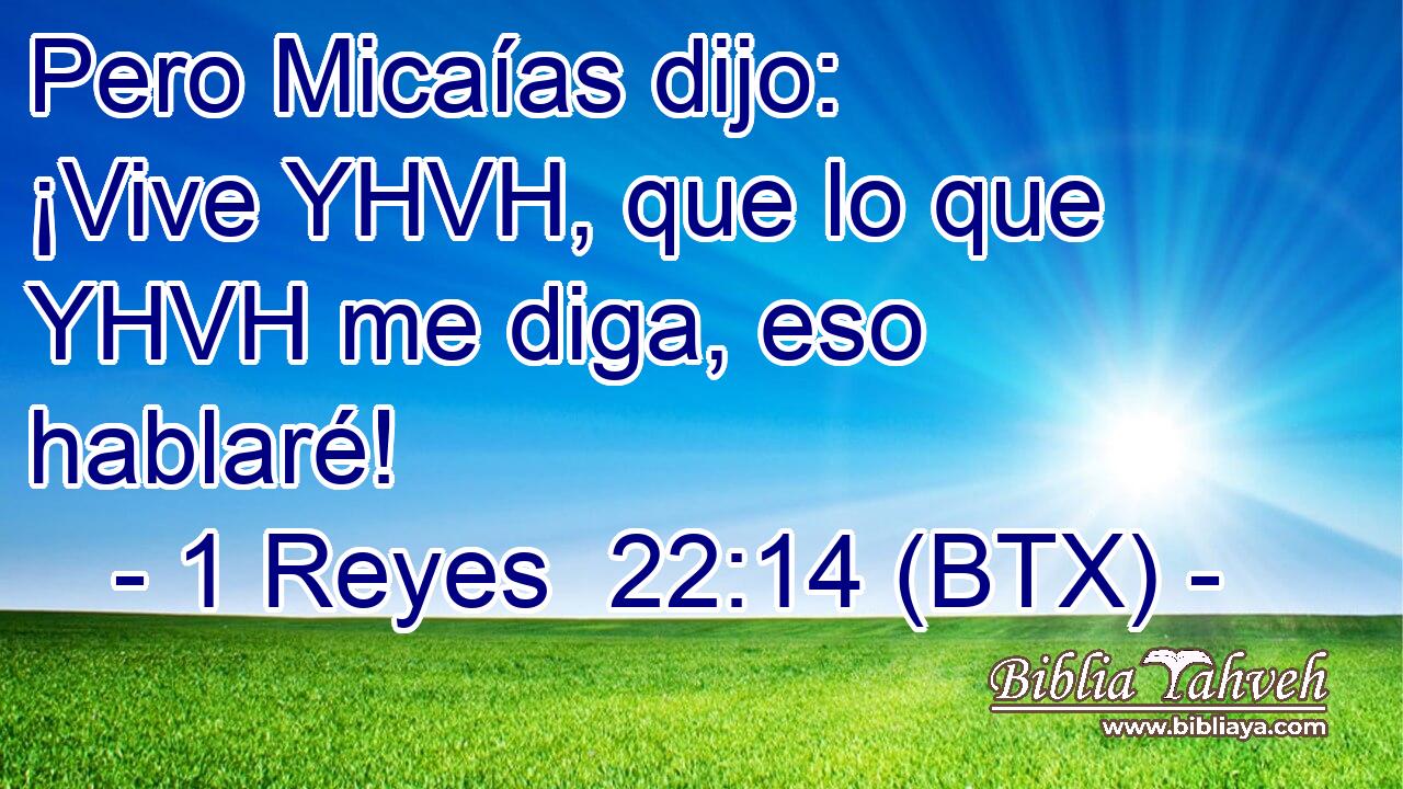 Pero Micaías dijo: ¡Vive YHVH, que lo que YHVH me diga, eso hablaré!