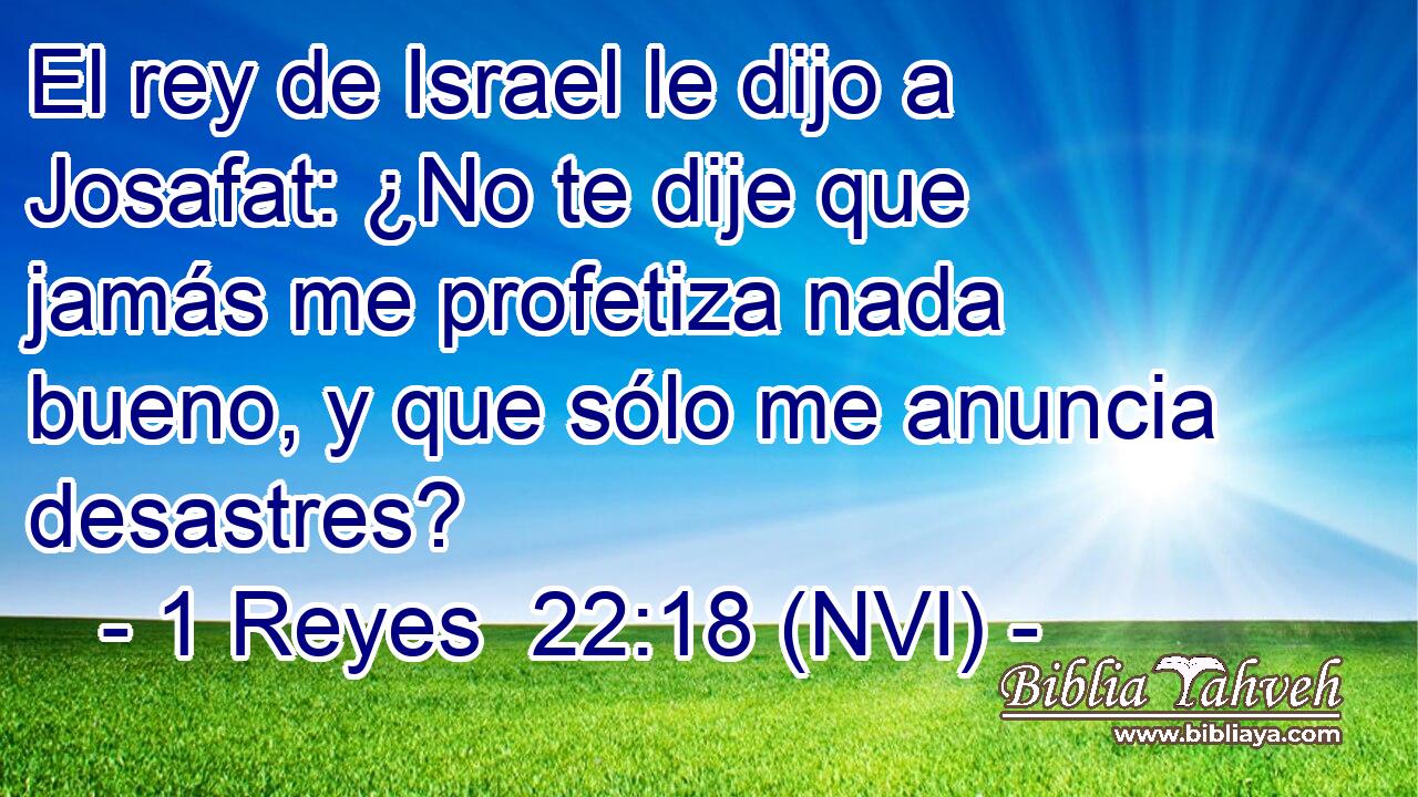  El rey de Israel le dijo a Josafat: ¿No te dije que jamás me profetiza nada bueno, y que sólo me anuncia desastres? 
