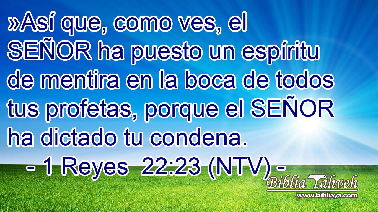 »Así que, como ves, el SEÑOR ha puesto un espíritu de mentira en la boca de todos tus profetas, porque el SEÑOR ha dictado tu condena.