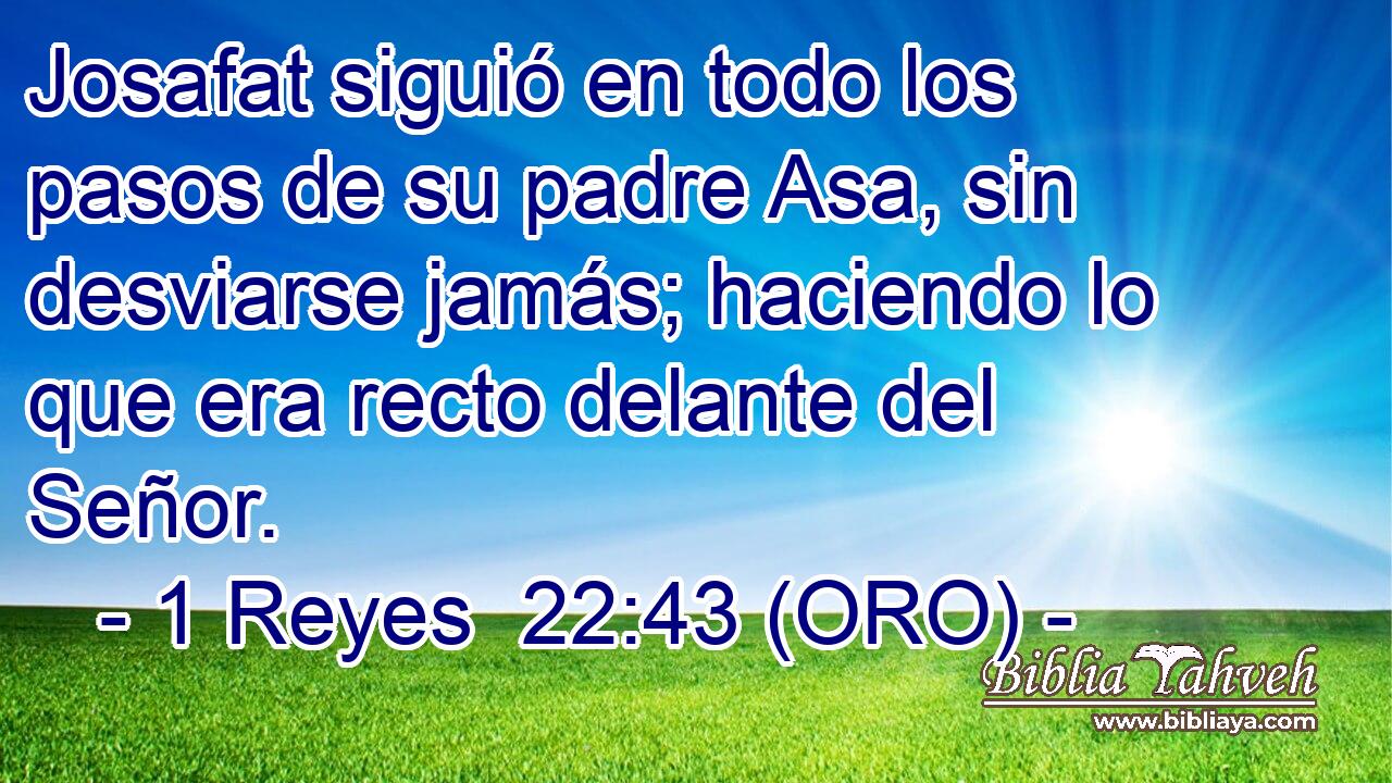  Josafat siguió en todo los pasos de su padre Asa, sin desviarse jamás; haciendo lo que era recto delante del Señor. 