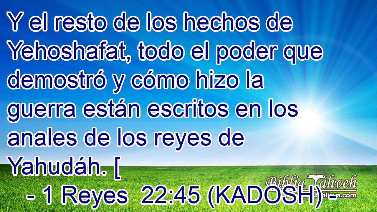  Y el resto de los hechos de Yehoshafat, todo el poder que demostró y cómo hizo la guerra están escritos en los anales de los reyes de Yahudáh. [ 