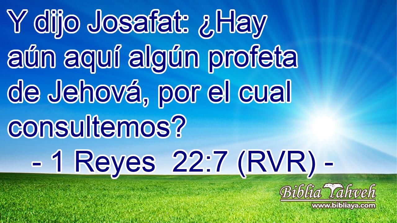 Y dijo Josafat: ¿Hay aún aquí algún profeta de Jehová, por el cual consultemos?
